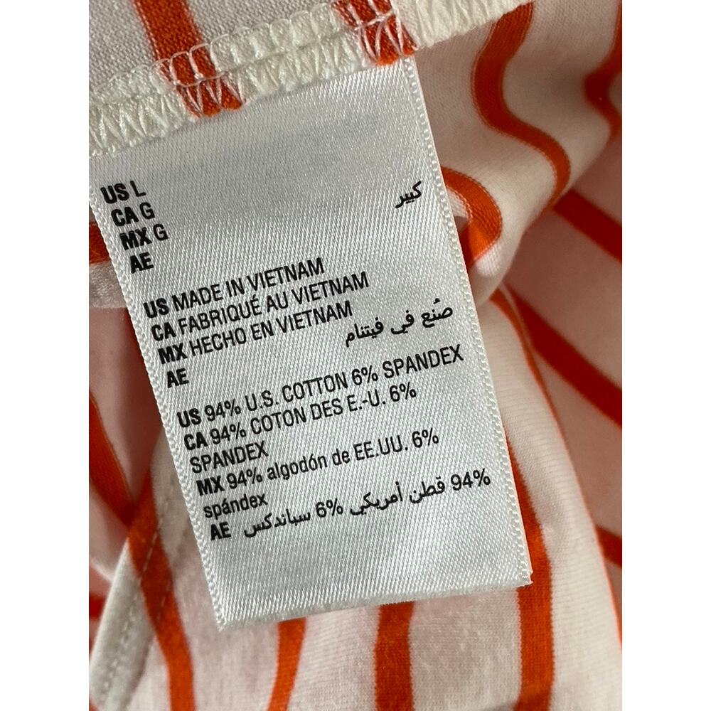 ON 34TH Women's Orange-White Striped Scoop-Neck Long Sleeve Bodysuit SZ L - Picture 10 of 11